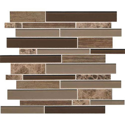 Daltile Idyllic Blends Rustic Eve Random Linear Mosaic Glass Wall Tile--IB03